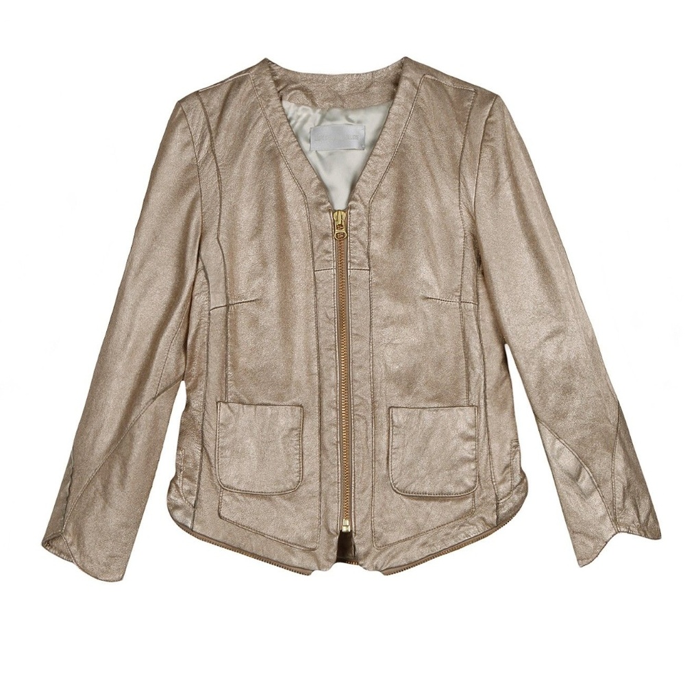 Zadig & Voltaire metallic gold leather jacket RARE